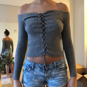 Subdued Lace-up Sweater